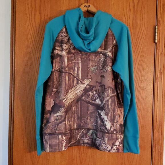 NWOT Energy Zone Camo & Teal Hoodie Sz L (12-14) - Picture 3 of 4